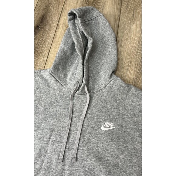 Nike Hoodie Men Large Gray Embroidered Swoosh Hooded Sweatshirt Casual Logo - Picture 3 of 8